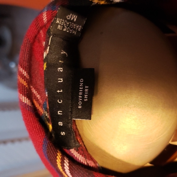 sanctuary- l/s boyfriend shirt MP Classic Red Tartan Plaid - Picture 5 of 5